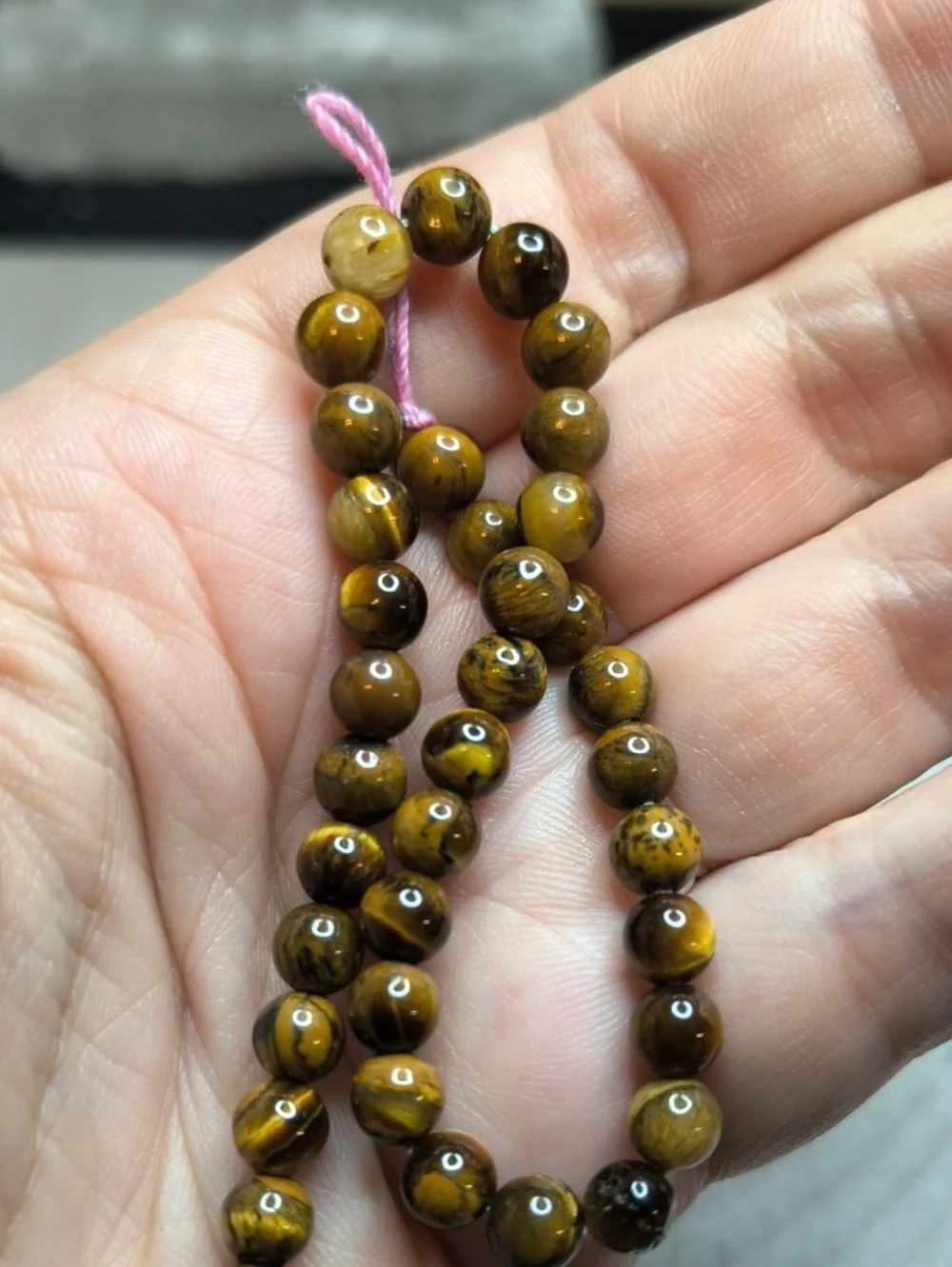 #2- 6mm Natural Tiger’s Eye 8-Inch Bead Strand